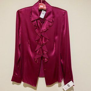 Lafayette 148 New York Women's Red Silk Blouse